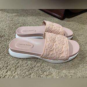 Taryn Rose Women IRIS Knit Slide Sandal In Blush Women’s Size 9.5B Leather Lined